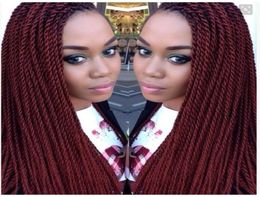 selling burgundy braided lace front wigs full hand tied synthetic Frontal wig for african americans3297349