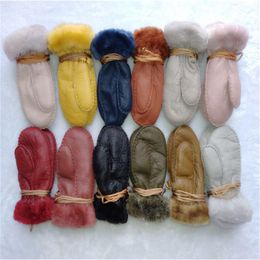 - High Quality New children warm gloves leather wool gloves quality assurance for 1-3 year old Children245B