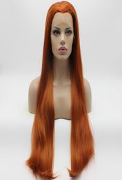 Iwona Hair Straight Extra Long Blonde Red Mix Wig 221443100 Half Hand Tied Heat Resistant Synthetic Lace Front Wigs2437308