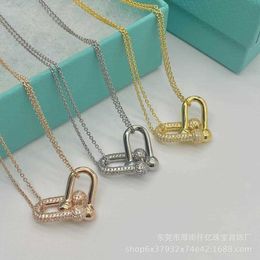 Designer tiffay and co s925 Sterling Silver U-shaped Horseshoe Buckle Necklace High Edition Fashion Sense Collar Chain