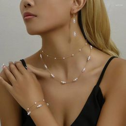 Necklace Earrings Set Korean Minimalist Trendy Pearl Bracelet For Women's Luxury Jewellery