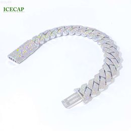 High-end 15mm White Gold Plated Vvs Moissanite Gra Certification Hip-hop Jewellery Rapper Singer Cuban Bracelets