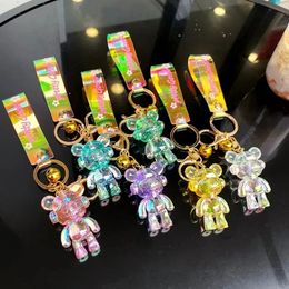 2024 New acrylic transparent music bear keychains creative car bag lovers key chain small pendant wholesale 3-15