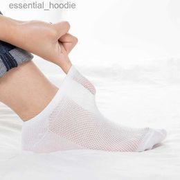Men's Socks 6 Pairs Breathable Mens Short Ankle Elastic Solid Colour Mesh High Quality Cotton Womens Sock Unisex Plus Size Eur 38-C24315