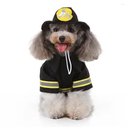 Dog Apparel Santa Clause Outfit Firefighter Costume Cat Cosplay Fireman Puppy Jacket Coat With Firefighting Hat Size M Black