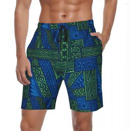 Mens Shorts Traditional Tongan Geometric Design Board Summer Cool Y2k Retro Short Pants Male Running Quick Drying Swim Trunks