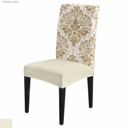 Chair Covers Ethnic Pattern Flower Leaves Texture Chair Cover Stretch Elastic Dining Room Chair Slipcover Spandex Case for Office Chair L240315