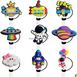 Drinking Sts 27Colors Boys Astronauts Sile St Toppers Accessories Er Charms Reusable Splash Proof Dust Plug Decorative 8Mm/10Mm Drop D Ot4My