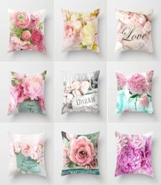 4545cm Rose Flowers Cushion Cover Nordic Style Home Wedding Decoration Throw Pillow For Sofa Bed Car Pillow Case 408277274662