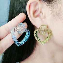 Stud Earrings Fashion Colourful Heart Sweet Cool For Women Creative Hollow Design Lovely Funny Personality Trendy Gifts
