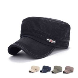 2017 New Men Flat Cap Hats Cotton Visor Cap Sun Hats Snapback Adjustable Baseball Caps Army Cap Solid 5 Colors234A
