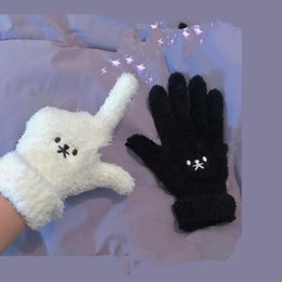 Japanese Girl Gloves Winter Finger Embroidery Warm And Cute Soft Cartoon Outdoor Student Five Fingers272S