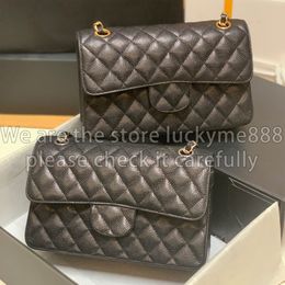 12A Mirror Quality Designer Small Classic Flap Bag 23cm Womens Genuine Leather Quilted Bags Luxury Handbags Caviar Lambskin Purse Black Shoulder Chain Box Bag