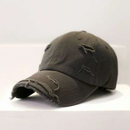 Broken Edge Hole Baseball Hats for Men Old Sun Hat Casual Retro Sunshade Baseball Cap Womens Hiphop Hat 240220