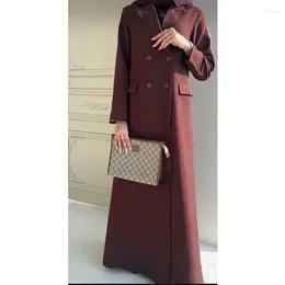 Men's Suits Burgundy Women Jacket Fashion Floor Length Solid In Outerwears Long Coat Casual Office Lady Wedding Party Blazer 1 Piece