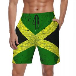 Men's Shorts Jamaican Flag Board Summer Black Green Yellow Running Beach Male Quick Drying Hawaii Custom Oversize Swim Trunks