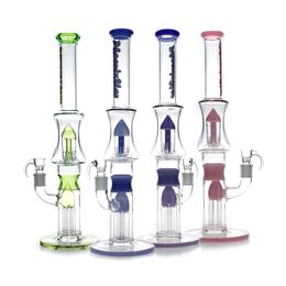 Phoenixstar 17 Inches Big Bong Straight Tube Glass Bongs With A Rocket Design Perc & A 4 Arms Perc Percolator Smoking Bong Water Pipes