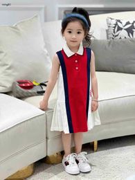 Brand girls dresses Multi color splicing kids skirt Princess dress Size 100-160 CM kids designer clothes baby lapel frock 24Mar