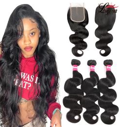 Brazilian Body Wave Human Hair Bundles With Lace Closure 4x4 Lace Closure With Straight Hair Bundles5213033