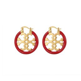 Carved Hoop earrings with Coloured Circle Metallic Jewelries for Women