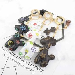 Designer Wholesale Fashion keychain Cute Giraffe Pattern PU leather keychains Car Accessories Key Ring Lanyard Wallet Chain Rope FQHG