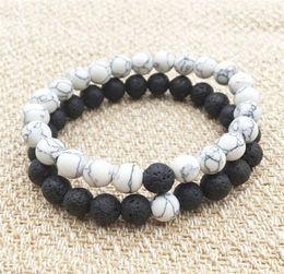 Natural Lava Rock Beads Chakra Pulseira 2 cores Cura Energia Pedra Meditação Mala pulseira Moda Difusor de Óleo Essencial Jewe8730891