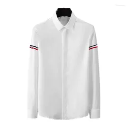 Men's Casual Shirts 2024 Ribbon Shirt Silk Cotton Non Ironing Work Clothes Trendy High-end Business