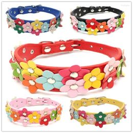 Dog Collars Pet Dogs Flower Collar PU Lovely Puppy Cat Adjustable For Small Medium Chihuahua Teddy Supplies