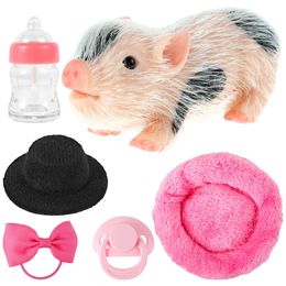 Pig Dolls Toy Set Mini Silicone Piglet Accessory Soft Lifelike Cute Reborn born Animal Doll Gift For Kids 240304