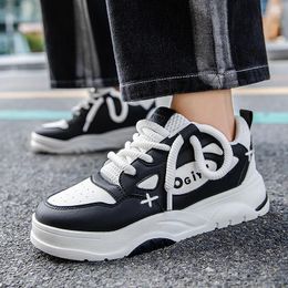 Casual Shoes Chunky Sneakers Men Running Fashion Microfiber Leather Breathable Height Increased Flat Platform For