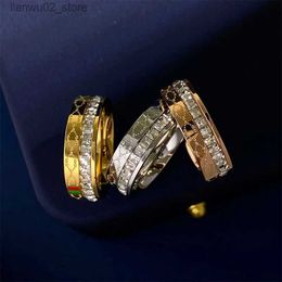 Wedding Rings Titanium steel red green rod single row zircon ring Q240315