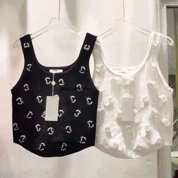 womens sleeveless vest designer t shirt beaded suspenders summer y2k rhinestone vests knitted tank top embroidered bikini short Tshirt