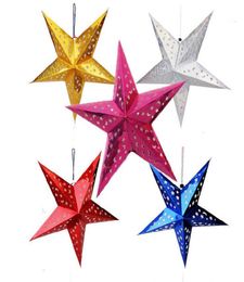 118433 inch Stereo double laser Christmas decorations colorful folding paper star hanging lobby of stars CS029777614