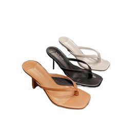 3 Colours clip toe sandals women's flip flops high heels thin heels clip feet fashionable and versatile for external wear square toe sandals summer sandals