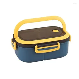 Dinnerware Portable Lunch Box 2 Layer Grid Children Student Bento With Fork Spoon Leakproof Microwavable Prevent Odour School Office