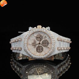 Фирменные часы Iced Out с муассанитом, хронологические часы в стиле хип-хоп, часы Iced Out для мужчин, часы из нержавеющей стали по оптовой цене