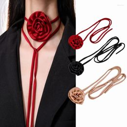 Choker Rose Flower Collar Necklace Long Lace Up Tie Wedding Jewellery Neck Chain Gift For Women Teens Girls