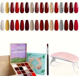 Ultimate Nail Gel Kit: 16 Solid Colour Gels, Glitter Accents, Brush & UV Lamp, Pro-Quality Nail Art Set