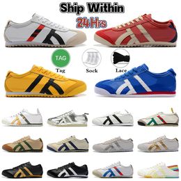 High quality Tiger Mexico 66 running shoes men women Leather Lace-up yellow black Navy Gum Sail Green Beige red sports casual mens trainers designer sneakers jogging