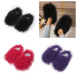 Sandals Hot Selling Fur Slippers Mule Woman Daily Wear Fur Shoes White pink Black browns Metal Casual Flats Shoe Trainer Sneaker GAI softs