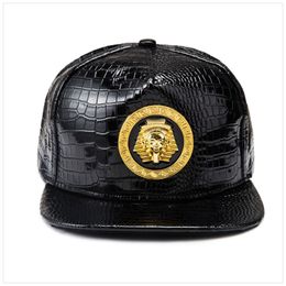 Egypt Pharaoh Baseball Cap PU Leather Hip Hop Punk Style Flat-Brimmed Snapback Hat Men Women Cool Boy Fashion Caps3090