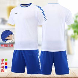 New Short sleeved Football Suit Set for Mens and Womens Summer Adult Childrens Training Clothes Primary School Students Printed Team