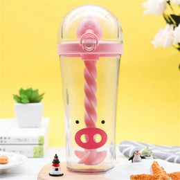 Water Bottles 500ml Cup For Women Going Out With Straw Cute Yellow Duck Mixing Super Online Red