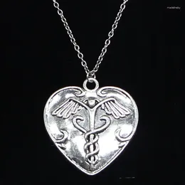 Chains 20pcs Fashion Necklace 42x40mm Heart Caduceus Symbold Pendants Short Long Women Men Colar Gift Jewellery Choker