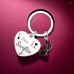 Keychains Music Fan KeyChain Women Heart Key Chain For Men Musical Note Ring Stainless Steel Pendant Fashion Jewellery Gift Accesorios