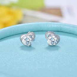 Stud Earrings Inlaid Zircon Petal Flower Silver Colour Love Student Sweet Personality Jewellery