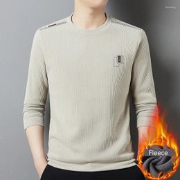 Men's Hoodies BROWON Brand Business Casual Men Sweatershirt 2024 Korean Fashion Warm Thickened O-Neck Collar Winter Clothes Corduroy Top