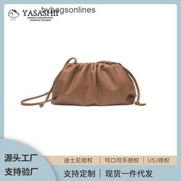 Pouch Bag Small cowhide cloud bag with niche design high end pleated single shoulder underarm crossbody female leather