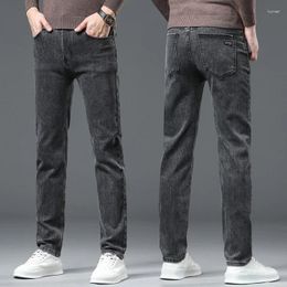 Men's Jeans Casual Brand Fashion Pants Four Season Classic Denim Male Elastic Straight Design Grey Colour