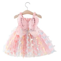 Girl's Dresses Childrens summer clothes new girlish princess butterfly wings for children dress on the shoulder spending holiday dresses for girls 240315